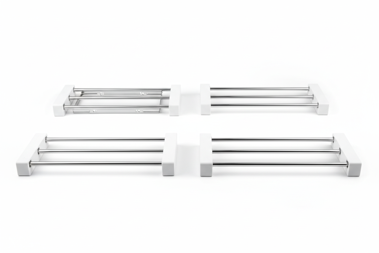 Adjustable cabinet shelf risers product view on white background
