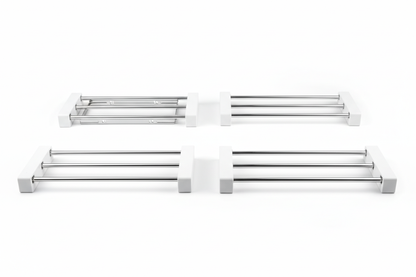 Adjustable cabinet shelf risers product view on white background